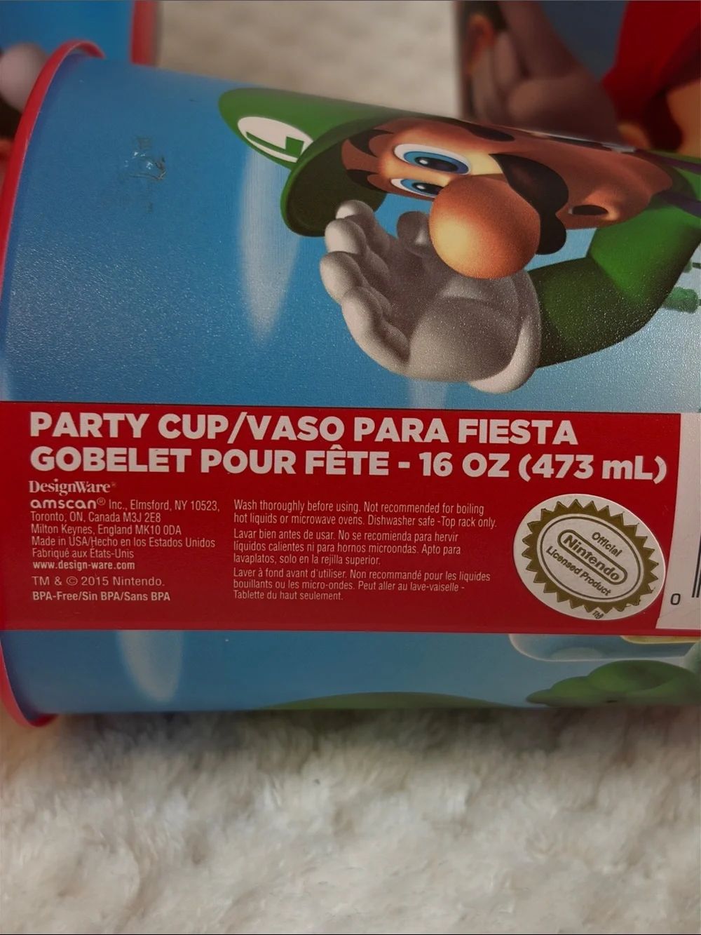 Nintendo Super Mario Plastic Party Cups 16 Oz - 3 Pack